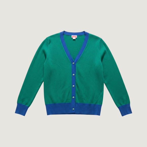Kate Spade New York Sweaters - Kate Spade Colorblock‎ Wool Blend Cardigan Medium Green Blue Preppy NJM00244